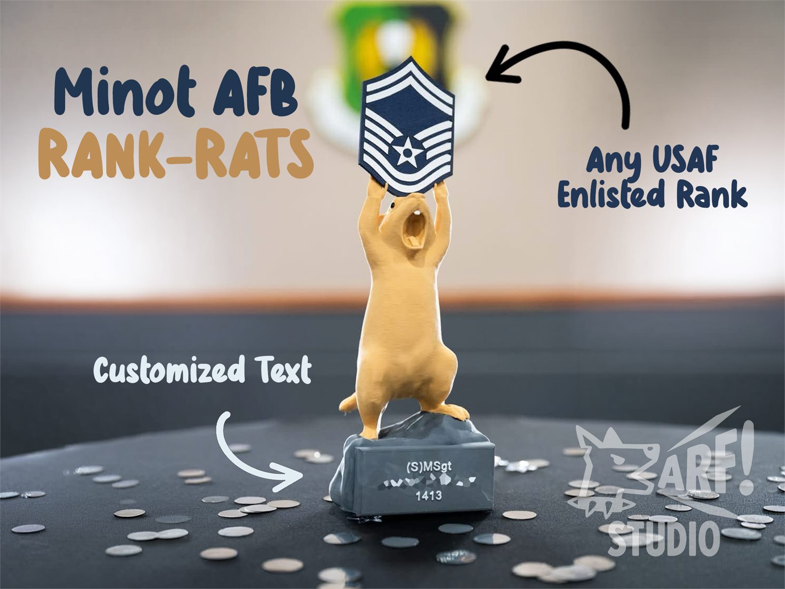 Custom USAF rank Dakrat display by ARF Studio