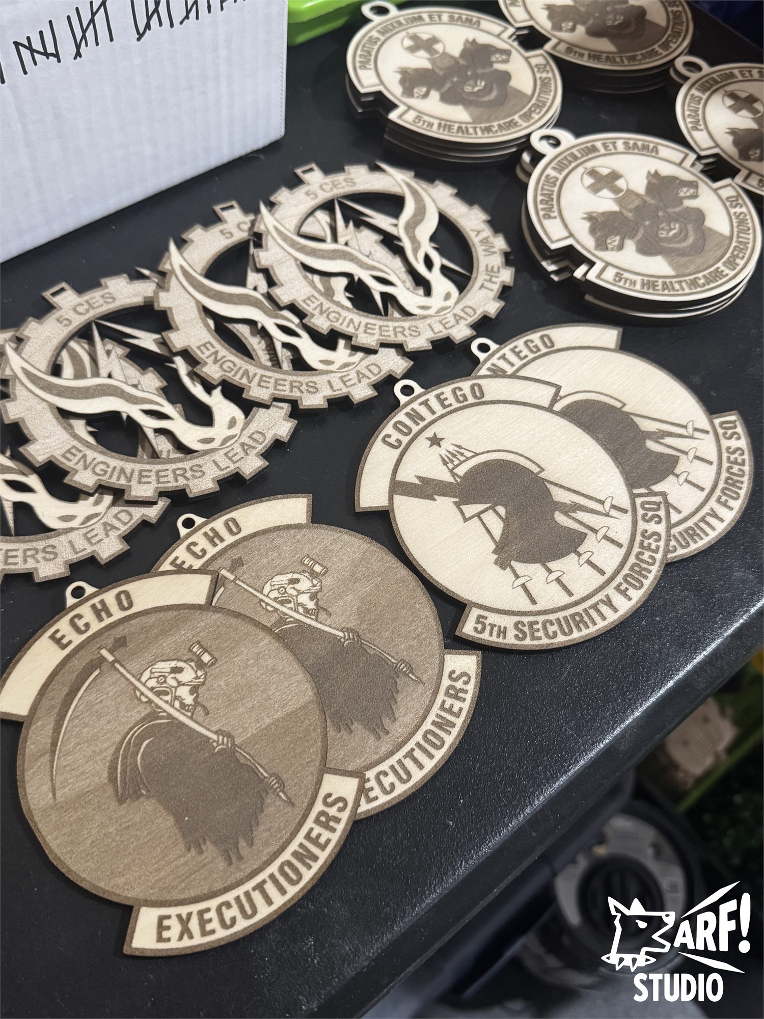 Laser engraved wood ornaments and medallions